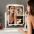 thumbnail image 2 of Odernirror Vanity Mirror with Bluetooth, LED Makeup Mirror for Desk, 5X Magnifier, Dimmable 3 Color Modes, White, 2 of 8