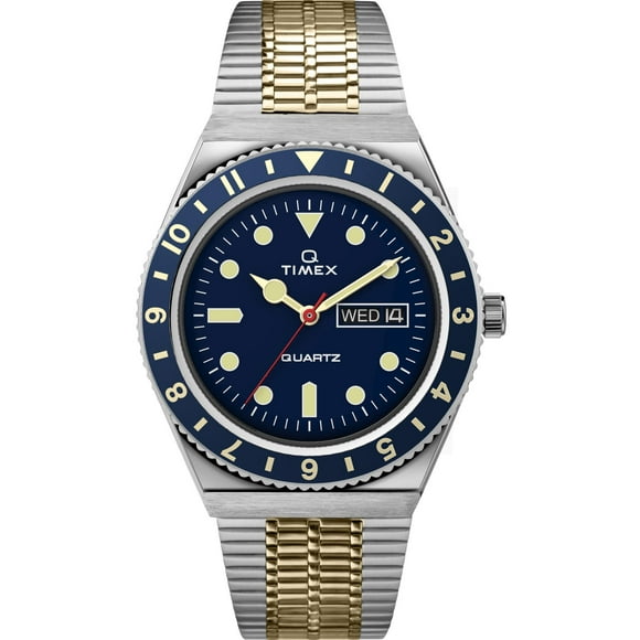 Timex Men's Q Diver 38mm Quartz Dress Watch with Stainless Steel Strap, Silver, 18 (Model: TW2V18400ZV)