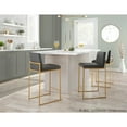 thumbnail image 3 of Fuji Contemporary High Back Counter Stool In Gold Steel And Grey Faux Leather - Set Of 2, 3 of 10