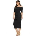 thumbnail image 2 of Pastel by Vivienne Women's Off-Shoulder Dress with Self Tie Plus Size Black X-Large, 2 of 2