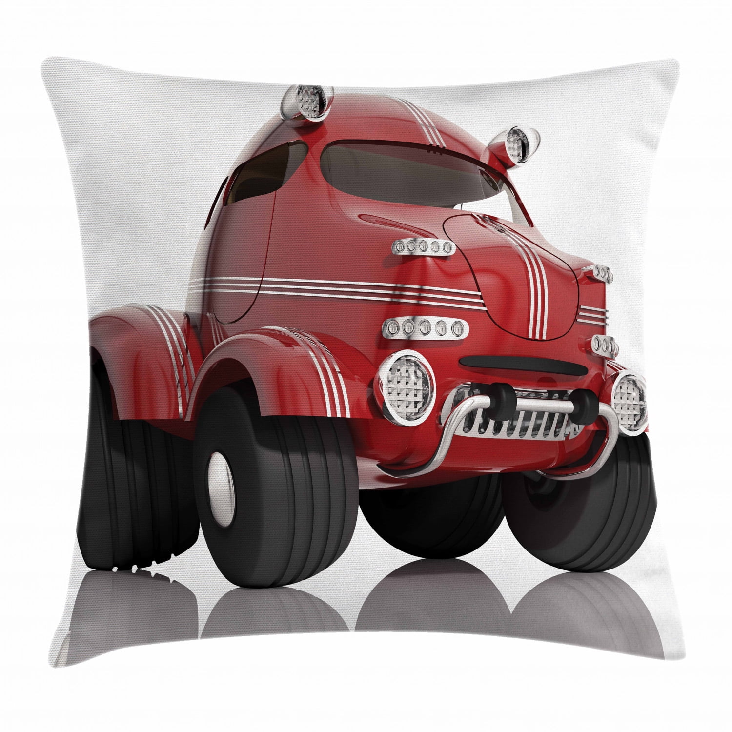 Cars Throw Pillow Cushion Cover, Realistic 3D Style Car Kids Toy