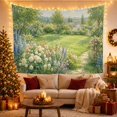 thumbnail image 3 of Cottage Garden Landscape with Winding Stone Path, Peaceful Cottagecore for Botanical Art Lovers, Floral Wall Decor, Housewarming Gift, Tapestry Wall Hanging for Bedroom and Living Room, 3 of 7