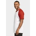 thumbnail image 3 of DailyWear Mens Casual Short Sleeve Plain Baseball Cotton T Shirts RED/WHT, Small, 3 of 4