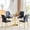 Table+4 Black Chairs, variant on Hi loPres 5-Piece Dining Set, 35" Round Brown Glass Table with Gold Pedestal Base and White PU Chairs for Small Kitchen