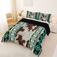 thumbnail image 2 of jejeloiu Western Cowhide Full Size Comforter Sets,Tribal Print Bedding Comforter Set For Boys,Brown Turquoise,Black Reversible,3-Piece,1 Comforter and 2 Pillowcases, 2 of 7