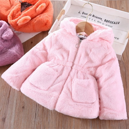 

ZMHEGW Baby Girls Winter Fleece Windproof Hoodie Thicken Warm Outerwear Kid Coat