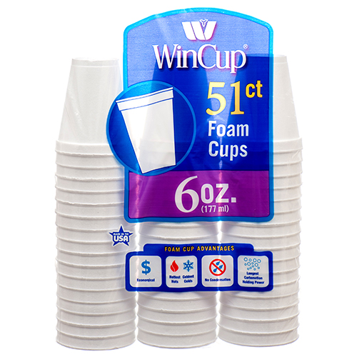 New 312765 Wincup Foam Cup 6 Oz 51 Ct (24Pack) Plates Cheap Wholesale
