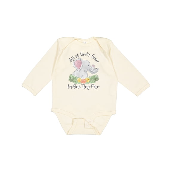 Inktastic All of God's Grace in One Tiny Face Boys or Girls Long Sleeve Baby Bodysuit