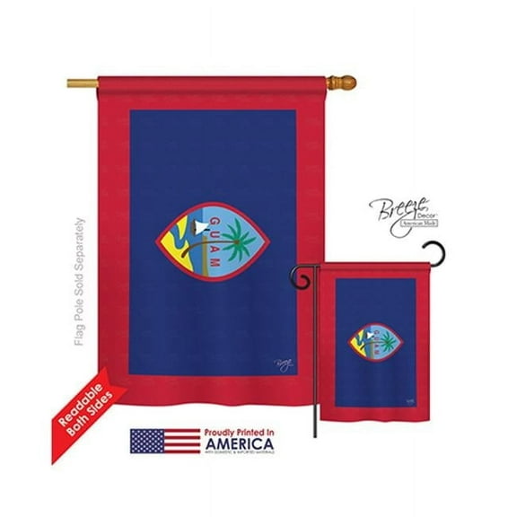 Breeze Decor 08353 Guam 2-Sided Vertical Impression House Flag - 28 x 40 in.