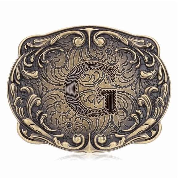 Huabola Calyn Western Belt Buckle Initial Letters ABCDHIJ to Z Cowboy Rodeo Belt Buckle for Men Women Cowboy Cowgirl