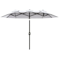 CoSoTower Double-Sided Patio Umbrella 9.5' Large Outdoor Market Umbrella with Push Button Tilt and Crank, 3 Air Vents and 12 Ribs, for Garden, Deck, Pool, White
