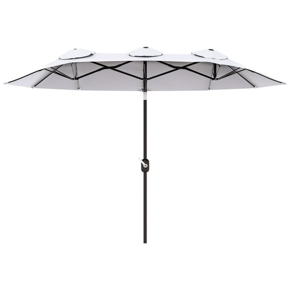 CoSoTower Double-Sided Patio Umbrella 9.5' Large Outdoor Market Umbrella with Push Button Tilt and Crank, 3 Air Vents and 12 Ribs, for Garden, Deck, Pool, White