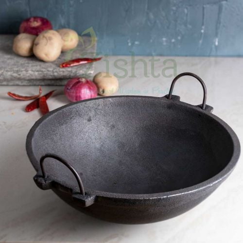 Zishta Cast Iron Kadai , Medium Size, Handcrafted Cookware