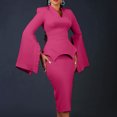 thumbnail image 2 of Robe à Manches Longues pour Femmes, Robe de Travail pour le Travail avec Couleur Unie et Col Rond, 2 of 9