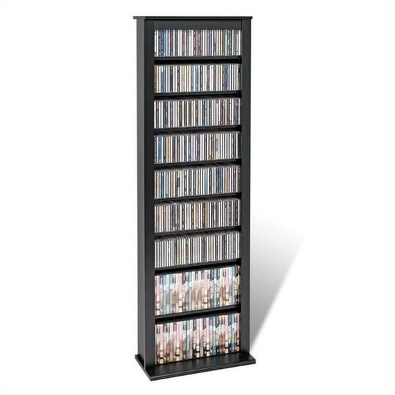 Kingfisher Lanes 64" Slim CD DVD Media Storage Tower in Black