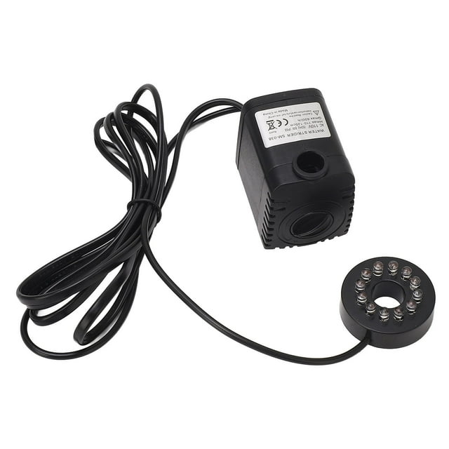 Submersible Pump 8W 600LPH Ultra Quiet Fountain Water Pump with LED Light, Adjustable , Easy Installation, Two Nozzles Included for Indoor Fountains, Outdoor Gardens
