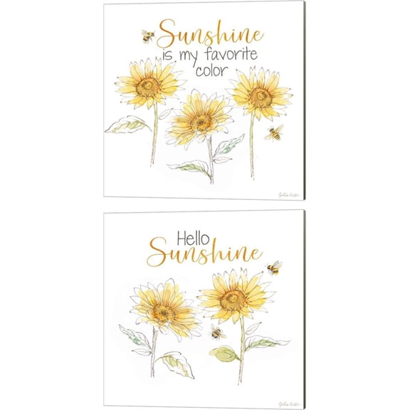Great Art Now Be My Sunshine C by Cynthia Coulter 2 Piece Canvas Art Set Each 14"W x 14H