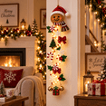 thumbnail image 2 of Gingerbread Glowing Christmas Door Hanger, Lighted Christmas Door Hanging Decor with Warm Lights, Snowflakes,Bells,Vertical Holiday Decoration for Front Door, Porch & Entryway(Gingerbread), 2 of 5