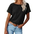 thumbnail image 4 of Viikei Women's Plus Size Short Sleeve Leisure Solid Color O-Neck Loose Tops, 4 of 8