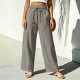 thumbnail image 4 of Ozmmyan Plus Size Womens Wide Leg Pants High Waist Drawstring Loose Fit Casual Trousers with Large Patch Pockets Elastic Waistband Palazzo Pants for Daily Wear, 4 of 6