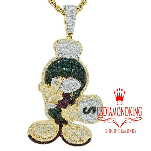 Custom Piece Pendant Charm Chain Cartoon Character Holding Dollar Money Bag Mens