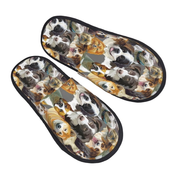 House Slippers for Women Men - Cute dog J Lightweight House Shoes Fuzzy Slippers, Soft Slip-On Cozy House Slippers for Woman Indoor Outdoor