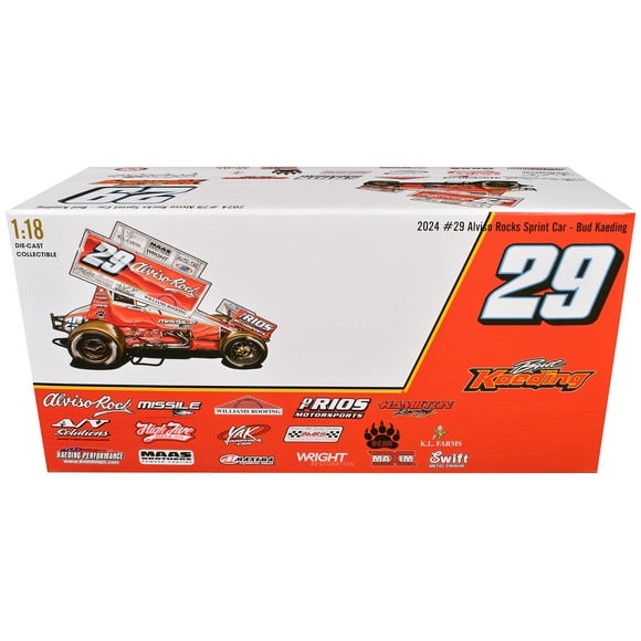 Acme A1824007 Voiture de Sprint Ailée No.29 Bud Kaeding Missile Motorsports BK Motorsports - Modèle Réduit à l'Échelle 1-18 2024