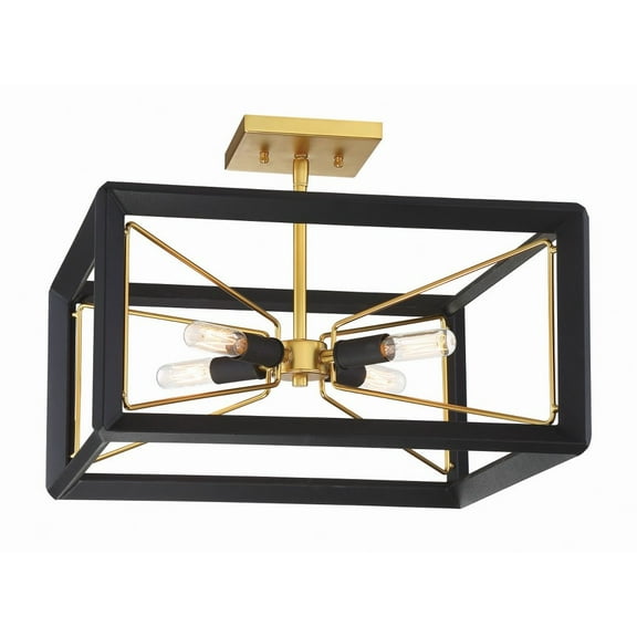 Metropolitan N7853-707 Black/Gold 16.5" 4-Light Semi Flush Mount Ceiling Light