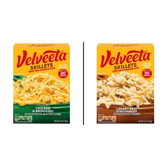 Kraft Velveeta Skillets Chicken & Broccoli Dinner Kit 13.6 oz & Skillets Creamy Beef Stroganoff Dinner Kit 11.6 oz