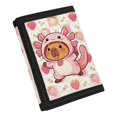 thumbnail image 2 of CHAQLIN Kids Trifold Wallet Cute Capybara & Axolotl Heart Thin Trifold Card Wallet for Outdoor, Polyester with Zipper Children's Wallet, 2 of 7