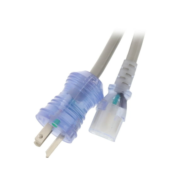 Kaybles Hospital Grade Power Cord - 14AWG 15A, NEMA 5-15P/C13 with Clear Connectors, Green Dot, UL Listed, SJT, 6 Feet power cable