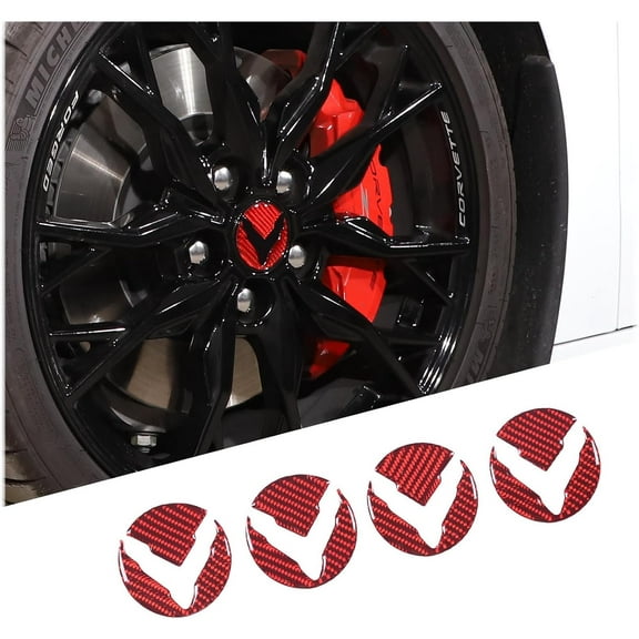 TINKI Soft Carbon Fiber Wheel Decal Sticker Fit for Chevrolet Corvette C8 2020-2023, Car Wheel Hub Trim Decal, Wheel Rim Surrounding Hub Rings Trim Sticker