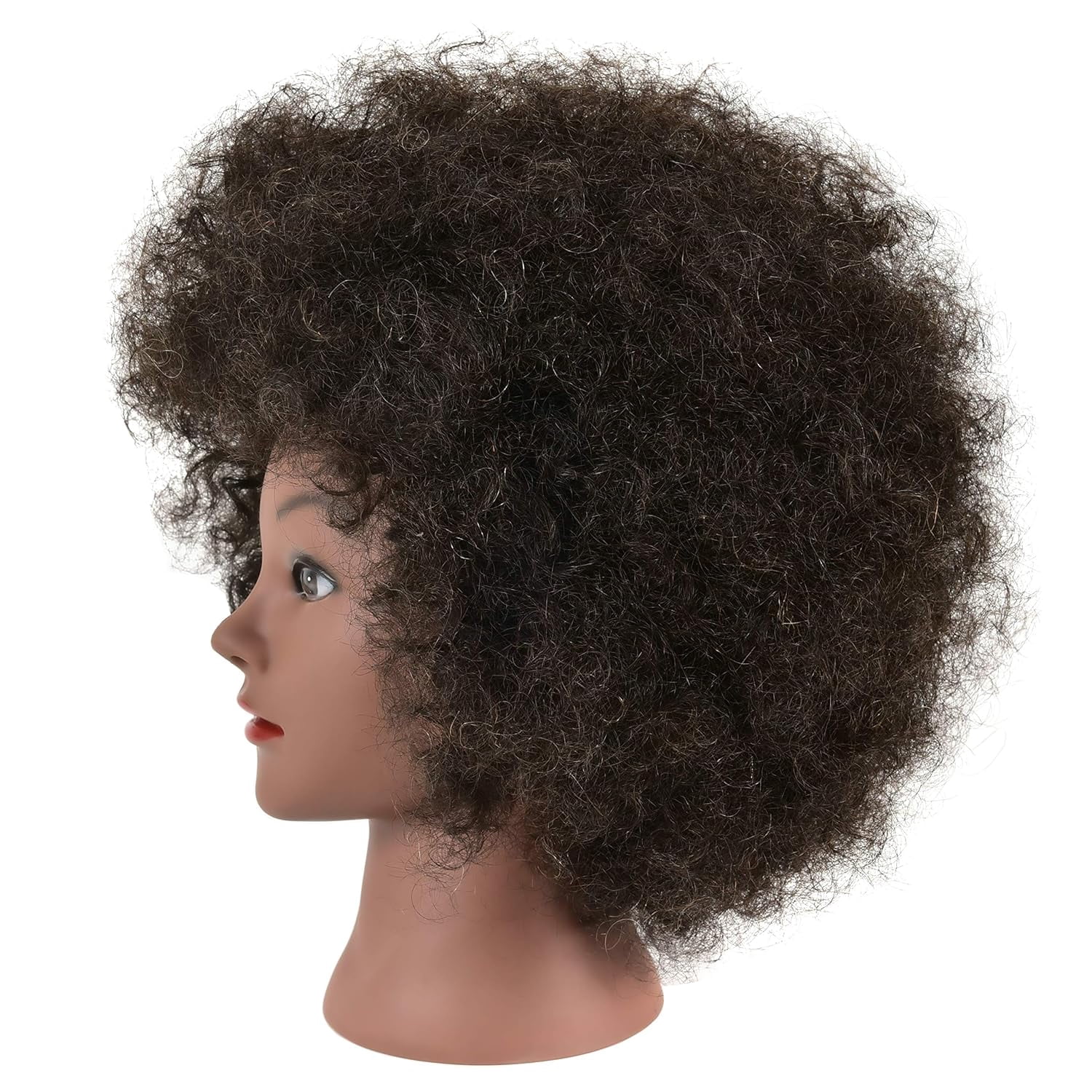 RYHAIR Kinky Curly 100% Human Hair Mannequin Head for Practice Braiding Styling Updos Cosmetology Barber Training with Stand