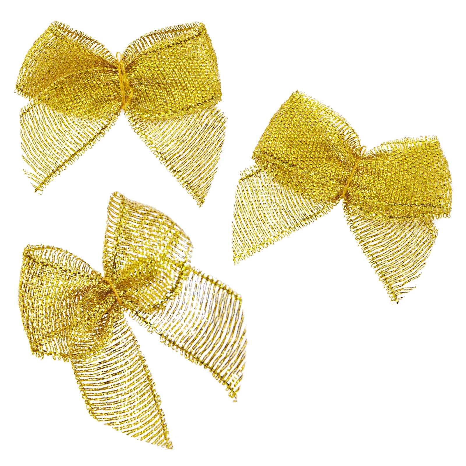 3” x 2” Pre-Tied Bow – Self-Adhesive 7/8” Gold Ribbon For 6” x 6”