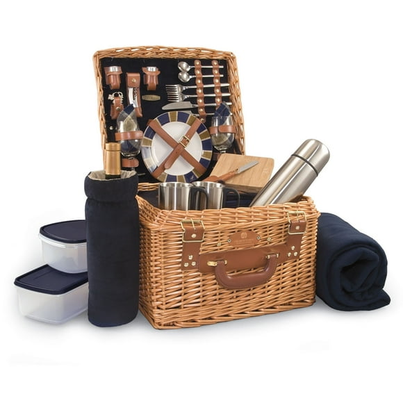 Picnic Time Canterbury English-Style Picnic Basket with Service for 2