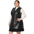 thumbnail image 3 of Chalecos de talgrande pamujer, sin mangas, con solapa, casual, chaquetas de PU, chaleco Negro 1X, 3 of 6