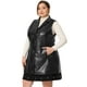 thumbnail image 3 of Chalecos de talgrande pamujer, sin mangas, con solapa, casual, chaquetas de PU, chaleco Negro 1X, 3 of 6