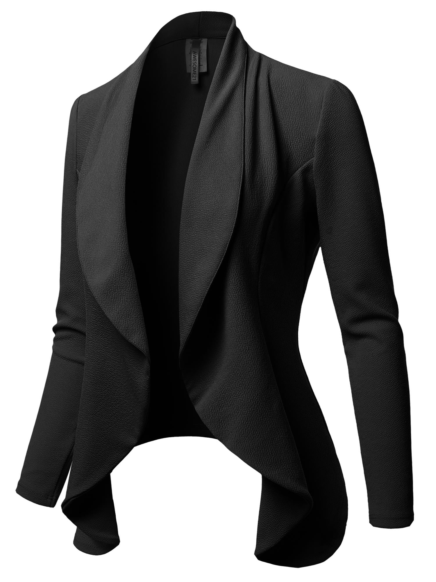 FashionOutfit Women's Solid Formal Office Style Open Front Long Sleeves ...