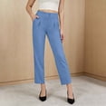 thumbnail image 5 of Costeam Womens High Waisted Straight Leg Ankle Pants with Side Slant Pockets Button Zip Belt Loops Stretch Wrinkle Resistant Tailored Smooth Drape Cropped Dress Trousers, 5 of 8