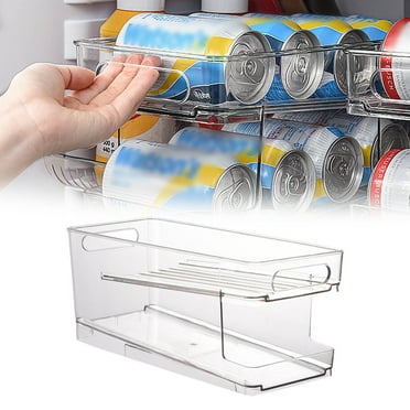 2X Stackable Beverage Holder - 2-Tier Can Organizer Rack for Refrigerator