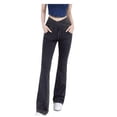 thumbnail image 4 of Blmnix Yoga Pants Womens Pants Dressy Casual Pleated Petite Pants Pants Slim Bootcut Gray Long Tailored High Warm Pants for Women,L, 4 of 5