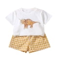 thumbnail image 2 of TMOYZQ Baby Boys Girls Outfits Cotton Short Sleeve Cute Print T-shirt Plaid Shorts Toddler Casual Beach Outfit Summer Clothes, 2 of 5