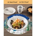 thumbnail image 3 of 15 Inch Round Placemats Set of 6, Blue Christmas Non Slip Heat Insulation PP Table Mats, Xmas Snowman Pine Trees Elk Snowflake Washable Place Mats for Kitchen Dining Party Table Decor, 3 of 7