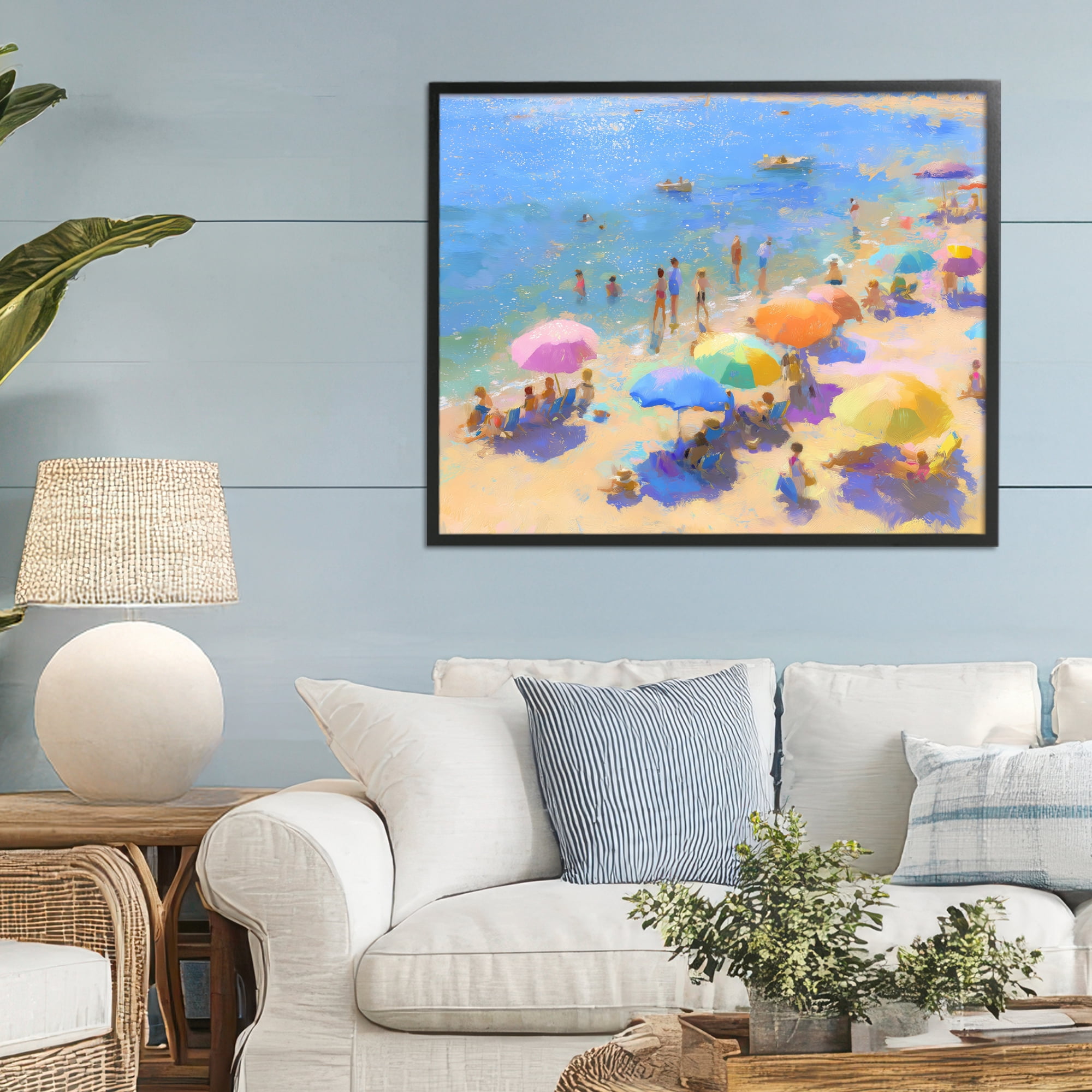 Stupell Industries Colorful Day at Beach Black Framed Giclee Art, design by LSR Design Studio