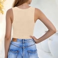 thumbnail image 4 of Miluxas Women's Plus Size Ribbed V-Neck Tank Top - Wide Strap Sleeveless Slim Fitted Cami Top Solid Casual Basic Going Out Sporty Vest Beige, 4 of 6