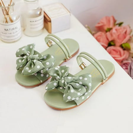 

Girls Polka Dot Bowknot Sandals Soft Sole Anti Slip Slides Slippers Girls Shoes For Summer