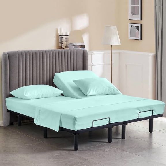 Top Split Queen Sheet Set for Adjustable Beds – 100% Egyptian Cotton, 800 Thread Count, 4-Piece Bed Sheets, Deep Pockets Fit up to 18", White Solid, Split 28" from Top