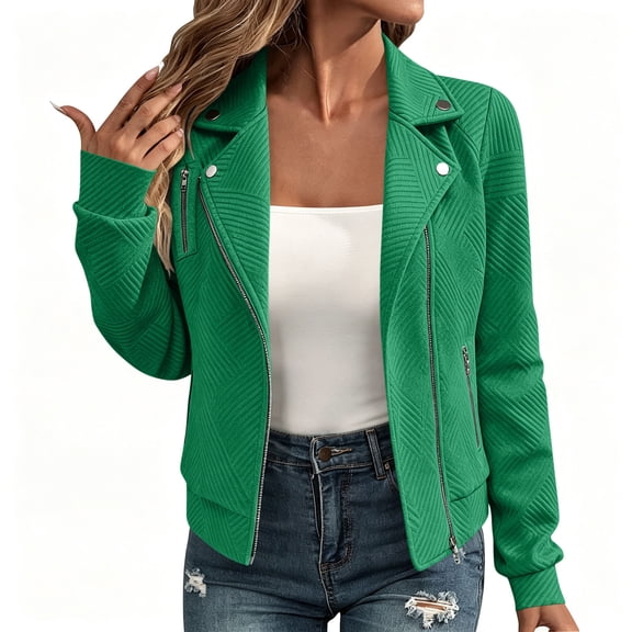 Lnmiateer Womens Cropped Zip Front Coat Lapel Lightweight Soft Jacket Chic Versatile Casual Autumn Winter Street Outer Tops