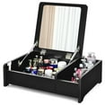 thumbnail image 1 of Gymax Coiffeuse 2-en-1 avec Miroir à Rabat, Boîte de Rangement de Table, Maquillage, Portable, Noir, 1 of 10