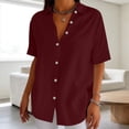thumbnail image 3 of Besolor Womens Button down Shirts Summer Cotton Linen Casual Loose Lightweight Lapel Collar Short Sleeve Tops, 3 of 5